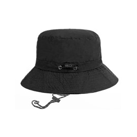 Bucket Hat for Men Women Waterproof Beach Sun Protection Wide Brimmed Hats Adjustable Packable Outdoor Fishing Safari hat (Black)