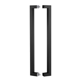 TOGU 12 inches R3825 SUS 304 Door Handle Solid Standoffs Heavy-Duty Rectangle Shape Stainless Steel Push Pull Door Handle, Matte Black