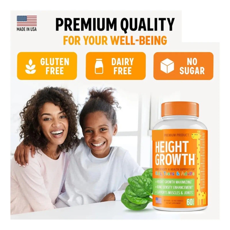 Height Growth Suplemento Para El Crecimiento 120 Capsulas Sin Sabor