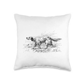 English Setter Vintage English Setter dog gift Throw Pillow