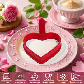 Heart Silicone Pancake Molds, 2 Pack Silicone Pancake Molds for Heart Shape Pancakes, Pancake Maker Mold for Griddle - Red