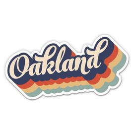 Squiddy Oakland California Layered Retro Style - Vinyl Sticker Decal for Phone, Laptop, Water Bottle (3" Wide)