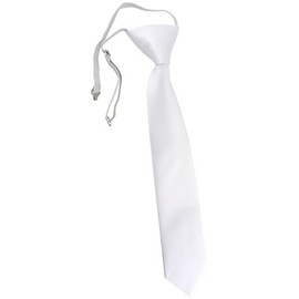 TigerTie Security Tie Plain Pre-Tied with Elastic Band in White, White