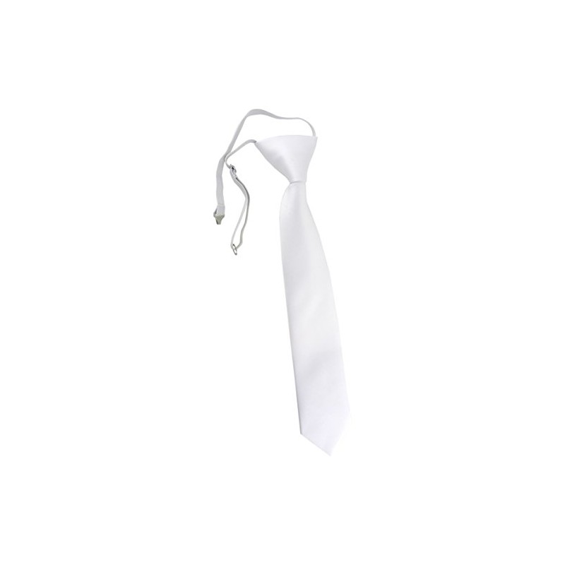 TigerTie Security Tie Plain Pre-Tied with Elastic Band in White,
