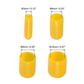 Rebower 80 Pack Screw Thread Protector Cover Rubber End Caps, [for Screw, Bolt, Rod End Cap] - 1/8 inch 1/4 inch 3/8 inch 1/2 inch inner dia/Yellow