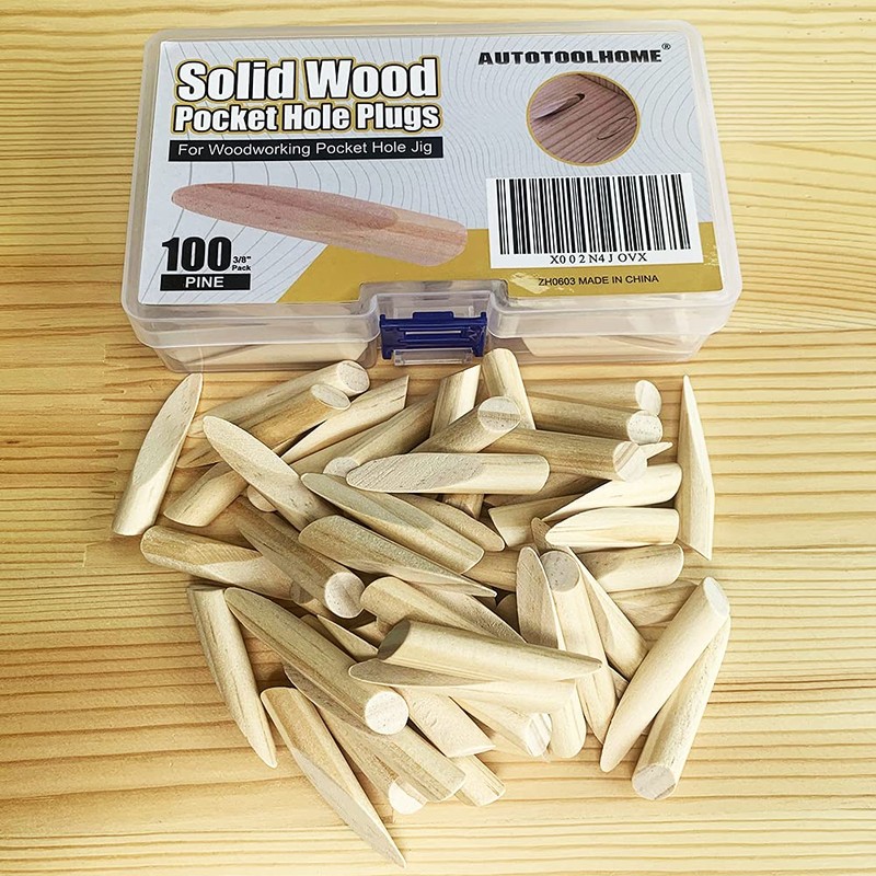 AUTOTOOLHOME 100 Pack Solid Wood Pocket Hole Plugs Pine for