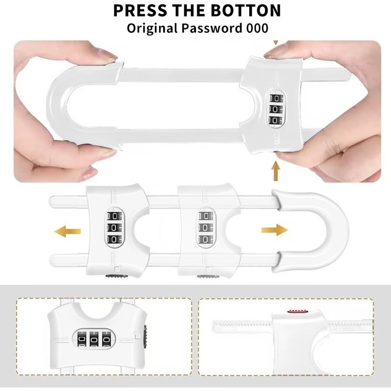 Reusable Cabinet Locks, Child Lock Sliding Cabinet Lock, U-Shape Adjustable