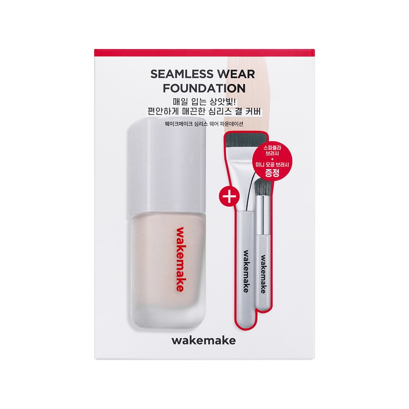 WAKEMAKE Seamless Wear Foundation 30ml - [SET] 21N Vanilla (+Spatula