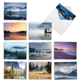 The Best Card Company - 10 Blank Inspirational Note Cards Boxed (4 x 5.12 Inch) - Wordscapes M6581OCB