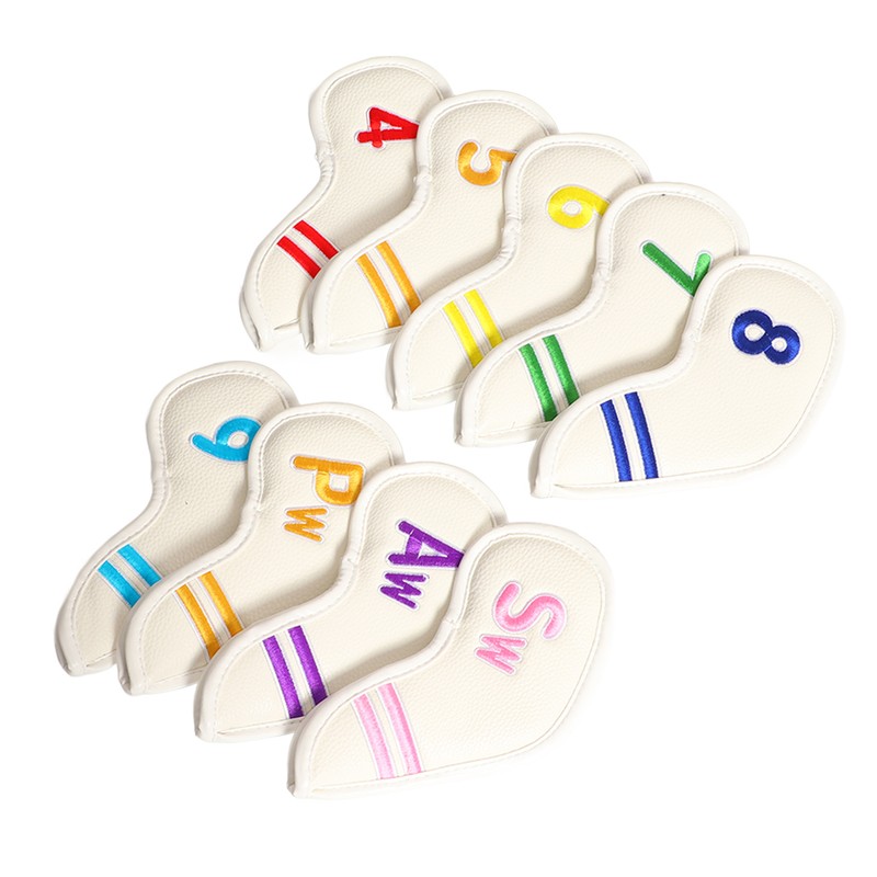 9pcs/set PU Waterproof Golf Club Iron Cover with Numbers Thickening