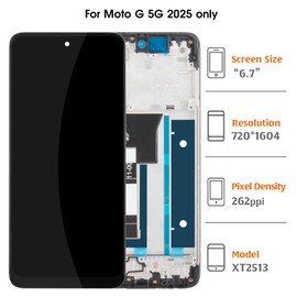 A-MIND for Moto G 5G 2025 6.7" LCD Screen Replacement with Frame (Black) – Original Display Assembly for XT2513 XT2513-1 XT2513V Touch Digitizer Full Assembly Repair Kit