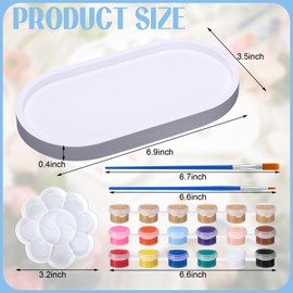 MotiMind 4 Set Jewelry Tray Ceramics to Paint Ready to Paint Your Own Ceramic Ring Dish Holder DIY Unpainted Plaster Trinket Dish Paintable Tray Crafts with Brush Palette for Adults(Oval Shape)