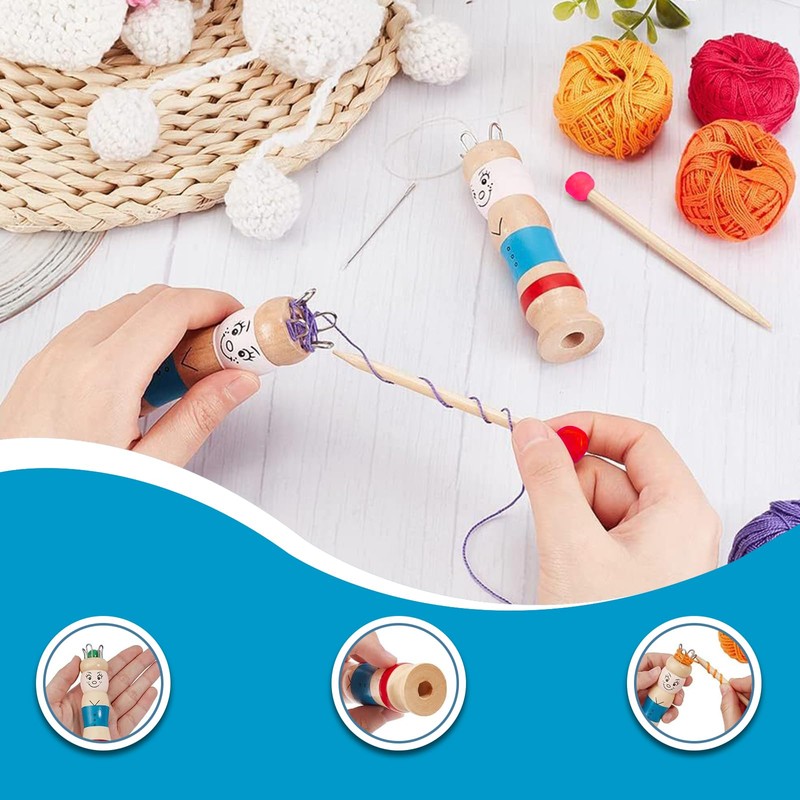 3Pcs DIY Crafts French Knitter Set Cute Unique Wooden Crochet