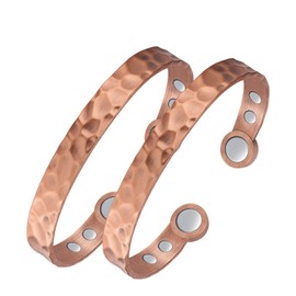 Jecanori 2Pcs Magnetic Copper Bracelets for Women,Magnetic Bracelets 100% Copper Cuff Bangle with 3500 Gauss Magnet Mother's DayJewelry Gifts, Copper