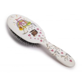 Rock & Ruddle Natural Mixed Boar Bristle Hair Brush for Women and Kids (Large 8.3") - Perfect for Wet or Dry Hair, Detangling Smoothing Blowdrying - Designed & Made in UK - Unicorns Design