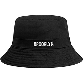Daxton USA Cities Bucket Hat Cap Fisherman Headwear, Brooklyn Black White