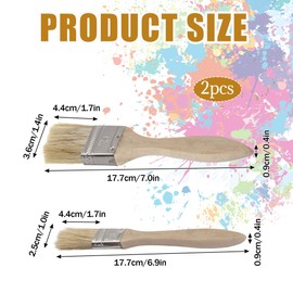 2 Packs Wood Chalk Paint Brush Chip Paint Brush Set Natural Bristle Thick Brushes Reusable Flat Chalked Paint Brushandle Masonry Paintbrush,for Folk Art,Cabinet, Sash, Home