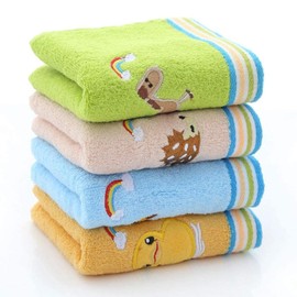 GANILITY Wash Cloth, Set of 4, Cotton Hand Towel Set, Colourful Animals Towels, Cotton Washcloths, Terry Cloth 25 x 50 cm