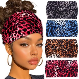 Urieo Boho Wide Headband Leopard Head Turband Sport Yoga Hair Accessories for Women