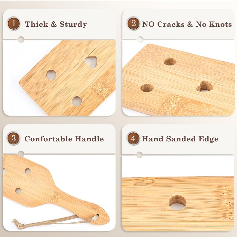 GORGECRAFT Beech Wood Paddle with Heart Airflow Holes Lightweight Bamboo