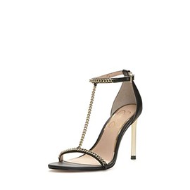 Jessica Simpson Women's Qiven T-Strap High Heel Heeled Sandal, Black, 5