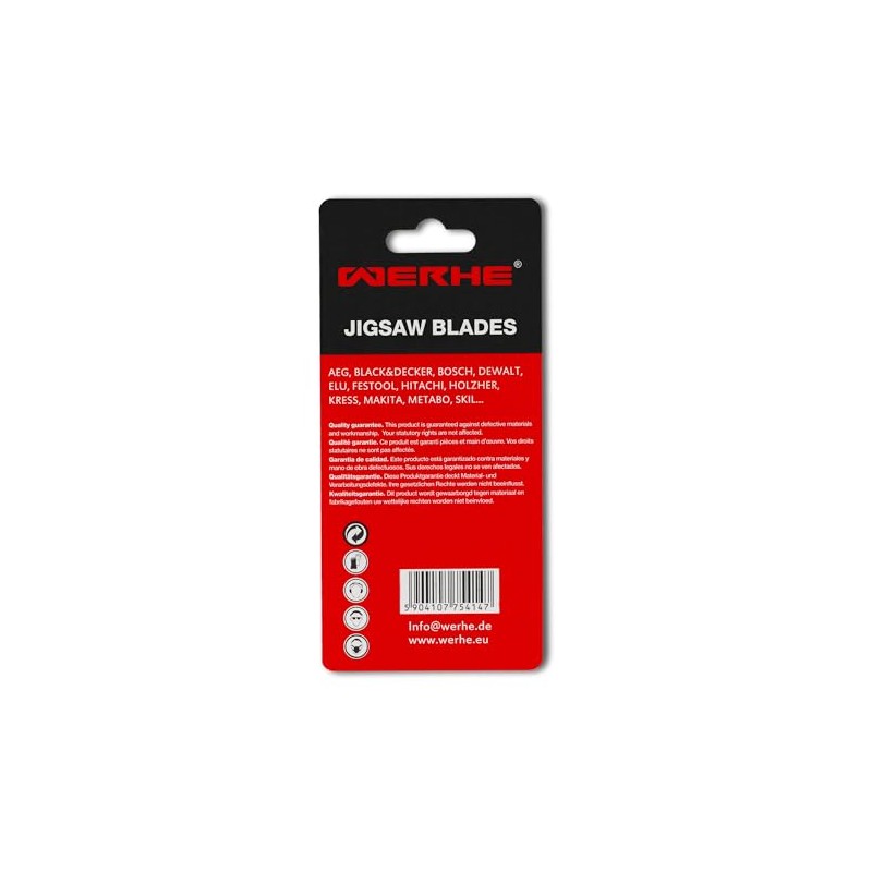 WERHE Jigsaw Blades T118B HSS – for thick sheet 2.5–6.0