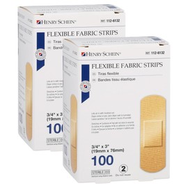 Adhesive Fabric Bandage Strips, 3/4" x 3", Sterile, Box of 100-2 Boxes