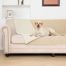 Dog Bed Cover for Pets Blankets Rug Pads for Couch Protection Waterproof Bed Covers Dog Blanket Furniture Protector Reusable Changing Pad (Ivory+Beige, 52"x82")