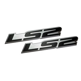 ERPART LS2 Embossed Black on Highly Polished Silver Real Aluminum Auto Emblem Badge Nameplate (Pack of 2)