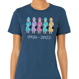 Queen Elizabeth Illustration Shirt Unisex 4X-Large Indigo Blue