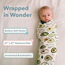 Loulou Lollipop Muslin Swaddle Blanket for Baby Boy & Baby Girl – Soft Breathable Muslin Wrap, 47"x47" Receiving Blanket for Newborn & Toddler - Ramen