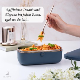 Bella Epoca® Portable Electric Food Warmer - An Elegant Heated Lunch Box with 2 Compartments and Stainless Steel Thermal Container (1L/45W)
