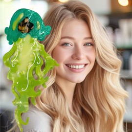 Acetate Hair Claw Clips,Decorative Hairpins Jellyfish Shape | Sea Theme Strong Hold Hairpins for Wives Students Ladies School Dance Fixing Wedding Family Photo Sessions