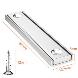 Gvolatee Pack of 8 Neodymium Magnets Extra Strong 30 kg Force 60 x 13.5 x 5 mm, Multifunctional Rectangular Magnets, Countersunk Head Square Brick Pot Magnet with Screws for Whiteboard, Fridge,