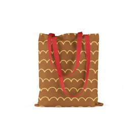 Le Jardin du Lin Bedruckte Einkaufstasche mit Roten Langen Henkeln, Wiederverwendbare, Tasche, Faltbar, ​Stofftasche, Größe: 34 x 40 Cm