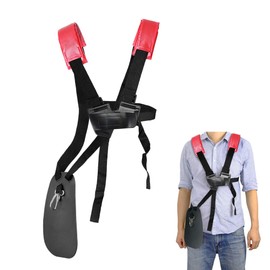 SunMon Trimmer Shoulder Strap - Mower Trimmer Harness Strap Double Shoulder with Durable Nylon Belt Adjuestable for Brush Cutter or Gardenning,for KM Series String Trimmer (Red & Black)
