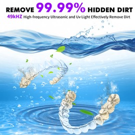 Dental Ultrasonic Retainer Cleaner Machine: Soffiya 49kHz Denture Cleaner with 350ML for Cleaning Dentures, Mouth Guards, Aligner, Braces, Toothbrush Head & Jewelry - UV Cleaner with 4 Digital Timers