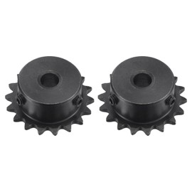 uxcell #25 Chain Roller Sprocket, 8mm Bore 1/4" Pitch 18 Tooth Single Strand Chain Sprocket, C45 Carbon Steel 25 Roller Chain Sprocket with Set Screws for ISO 04C Chain, 2Pcs