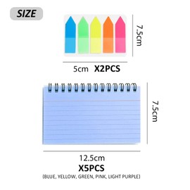 4 Lined Index Cards, 2 Colored Label Stickers, Tearable Coil Notebooks, Record Cards, Notepads, Review Index Cards, Used in Schools and Offices
