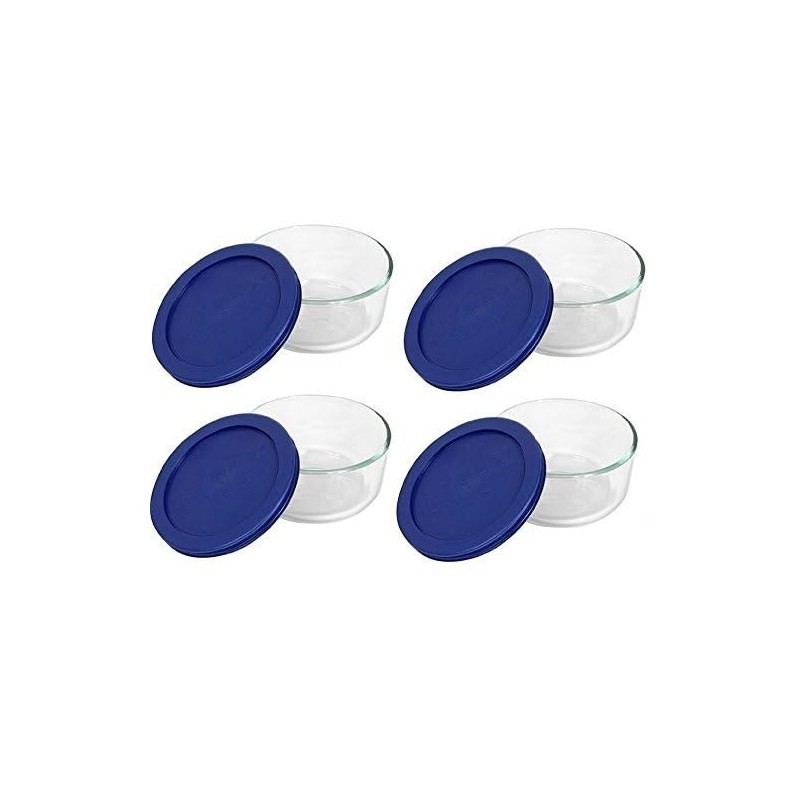 Pyrex (4 7200 2-Cup Glass Bowls and (4) 7200-PC Dark