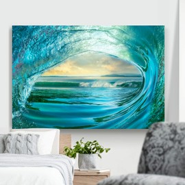 Big Wave Landscape Forest Ocean Beach Photographic Exclusive Canvas Wall Art