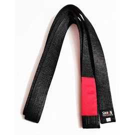 Shihan Martial Arts Jiu Jitsu Brazilian Adults Satin Black Belt with red Cotton Patch BJJ Belt