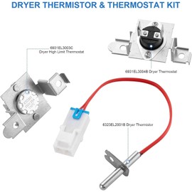 AGM30045804 Dryer Thermistor and Thermostat Kit - 6323EL2001B Dryer Thermistor 6931EL3003C Dryer High Limit Thermostat 6931EL3004B Dryer Thermostat Fit for l.g ken-more dryer AP7206815 PS16732335