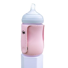 Little Gripsters Baby Bottle Sleeve for Self-Feeding - Motor Skill Development Tool for Infants & Toddlers - BPA-Free, Adjustable Velcro Fit - for Ages 5 to 18 Months - Machine Washable (Baby Pink)