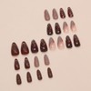 24Pcs Medium Almond Press on Nails Brown Acrylic False Nails