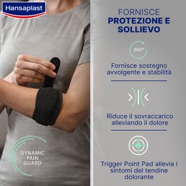 Hansaplast Sport Supporto Gomito del Tennista, Gomitiera per protezione e sollievo, Fascia epicondilite gomito con regolazione della pressione, Tutore epicondilite gomito con Trigger Point Pad