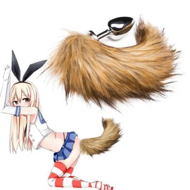 RJ9g- 16.7-Inch Stainless Steel Plush Smooth Single Exercise Artificial Fox Tail Exercise Anil Plug Kit (Yellow) Suitable for Special Holidays