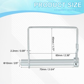 PATIKIL Trailer Coupler Pin 2/5x2x1.77"(D*L*IW), 6 Pcs Wire Lock Pin Square Shaft Locking Pins Safety PTO Hitch Pin for for Farm Trailer Tractor Truck Boat Towing (10x50x45mm)