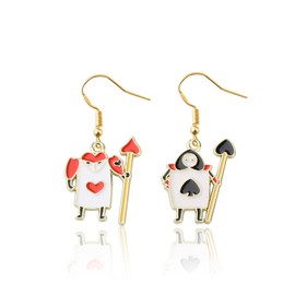 FUSTMW Playing Cards Earrings Dangle Gifts for Playing Cards Lovers Earring Playing Cards Jewelry Hearts and Spades Earring, Small, Metal, No Gemstone