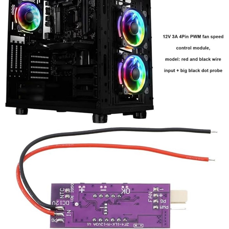 Fan Speed Control Module,DC 12V 3A 4-Pin Fan Temperature Controller